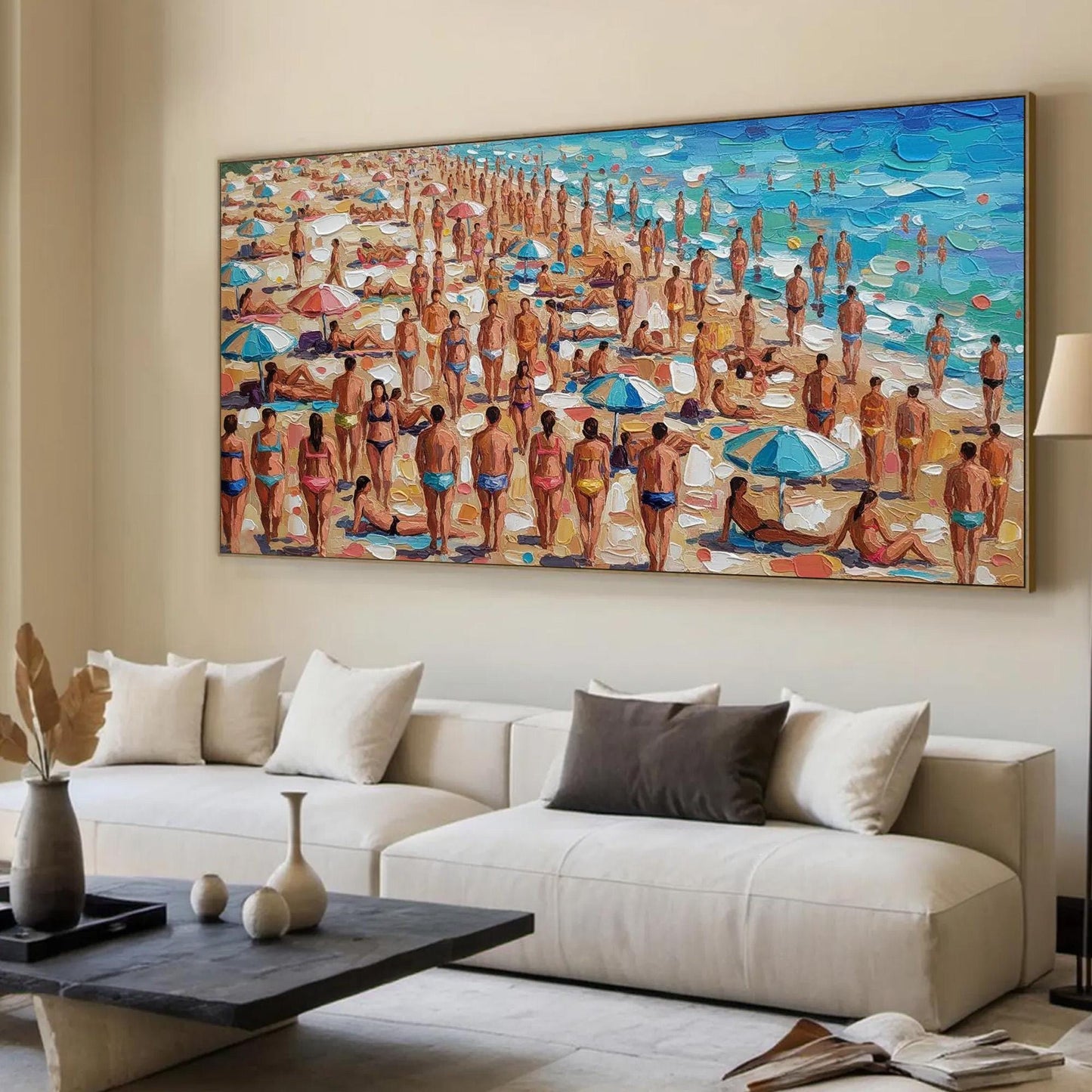 Original – Colorful Beach Seascape Wall Art | Impasto Oil Painting, view 3