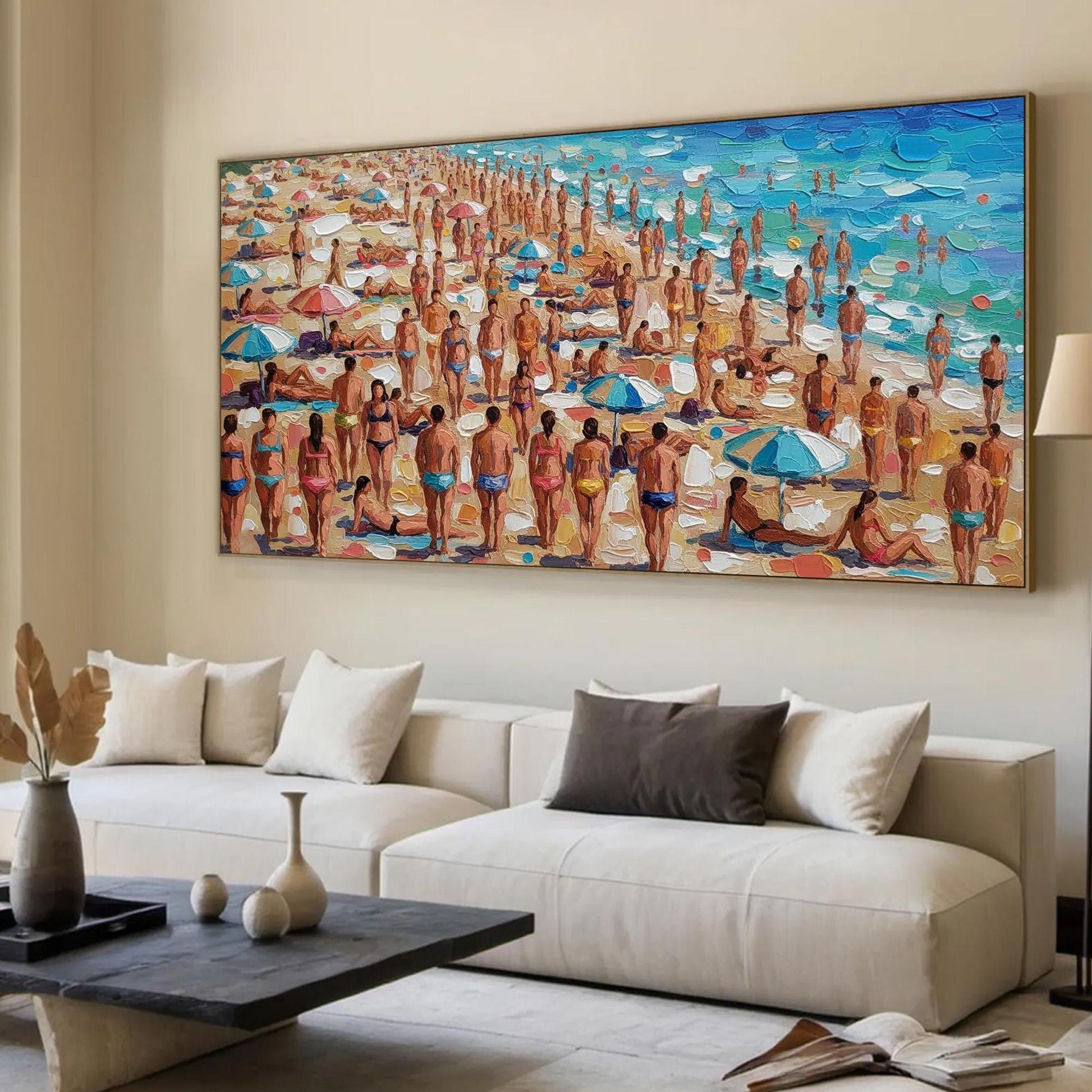 Original – Colorful Beach Seascape Wall Art | Impasto Oil Painting, view 3