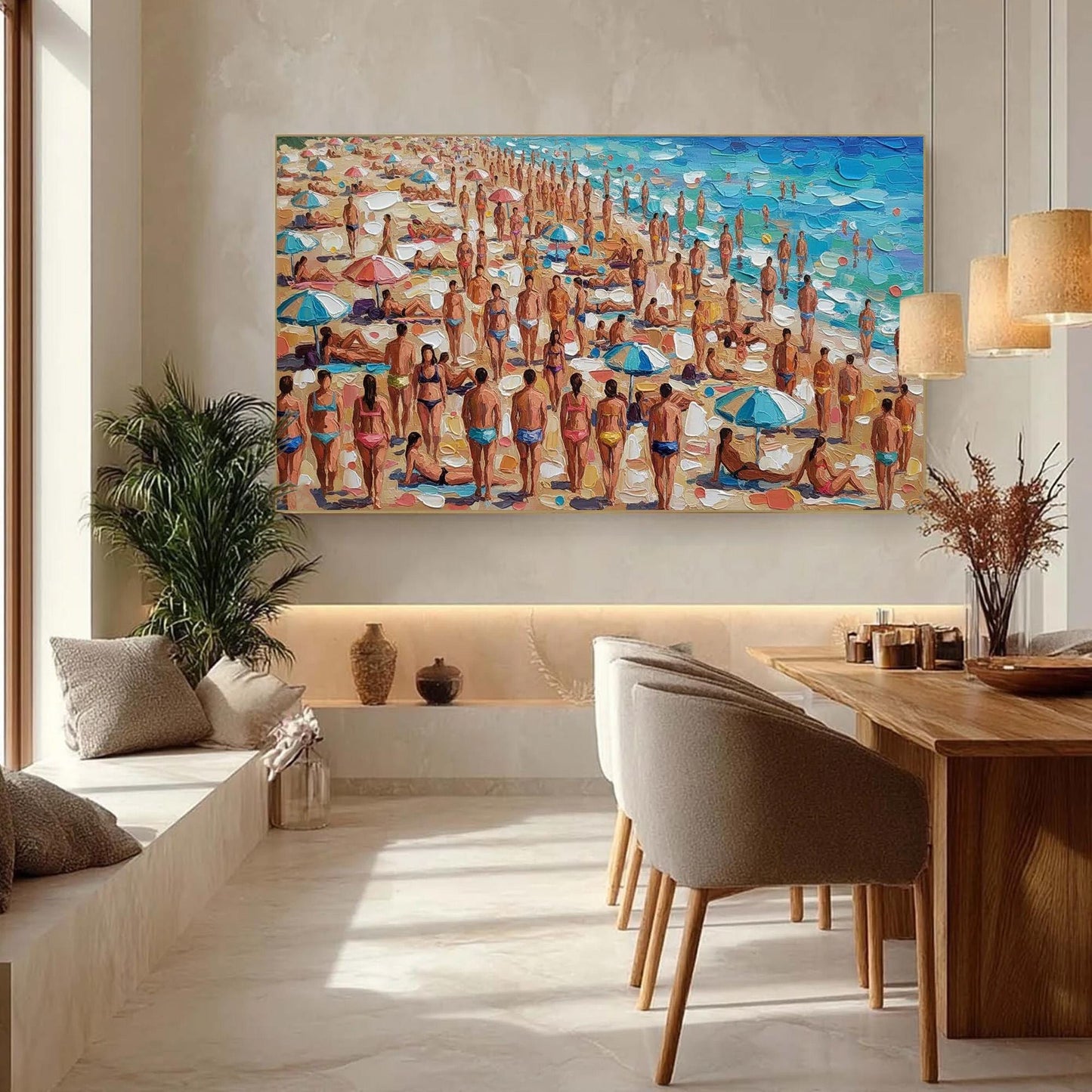 Colorful Impasto Beach Seascape Wall Art