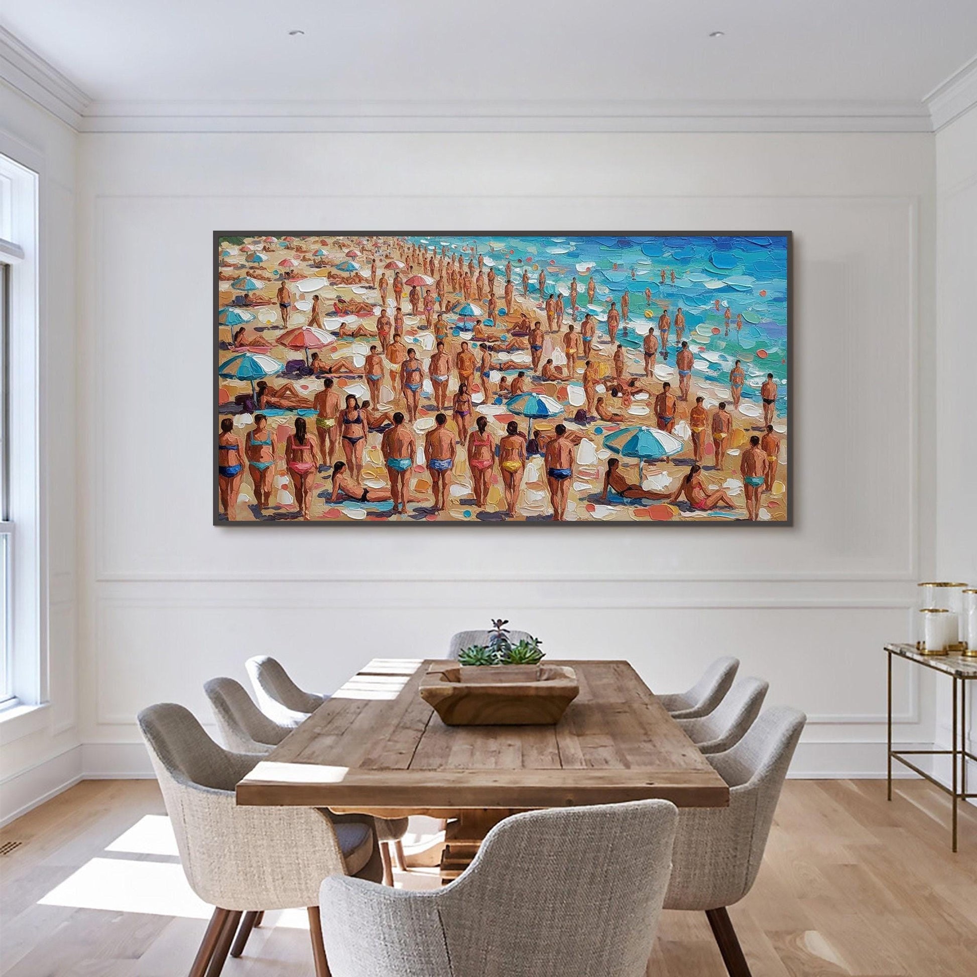 Original – Colorful Beach Seascape Wall Art | Impasto Oil Painting, view 1