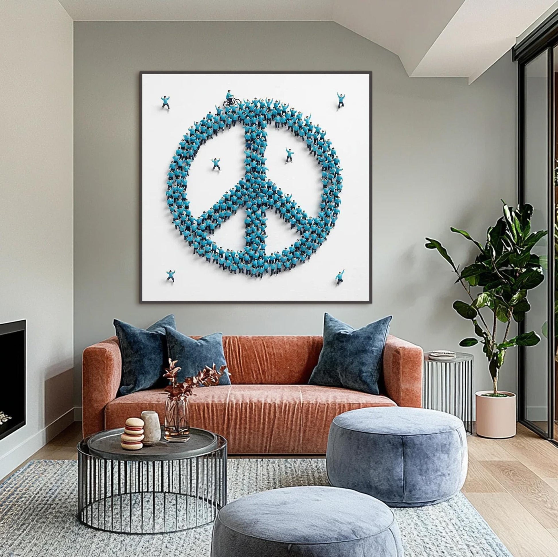 Original – Blue and Teal Figurative Figure Portrait Wall Art | Oil Painting, view 1