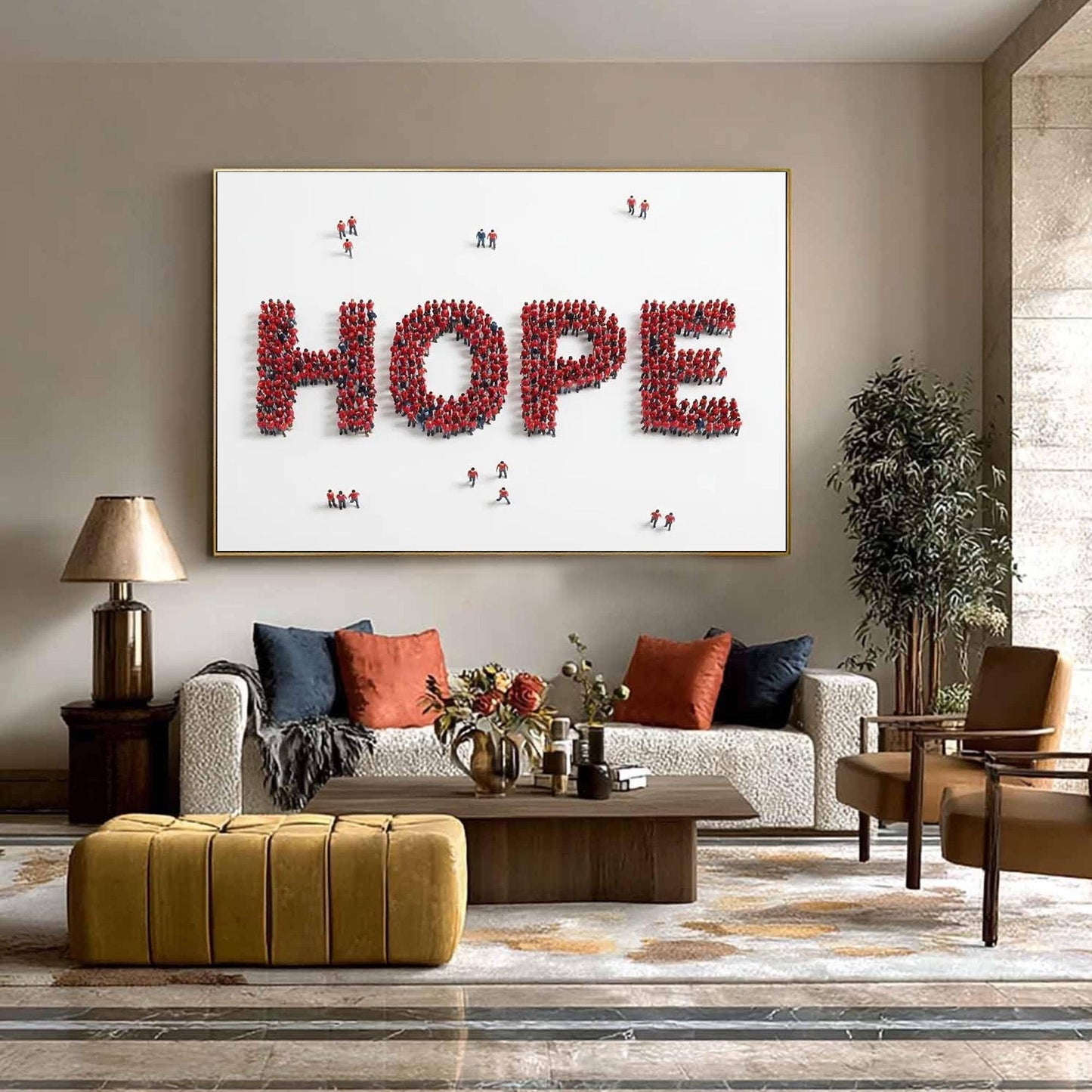 Original – Red and White Abstract Minimalist Wall Art | Oil Painting, view 2