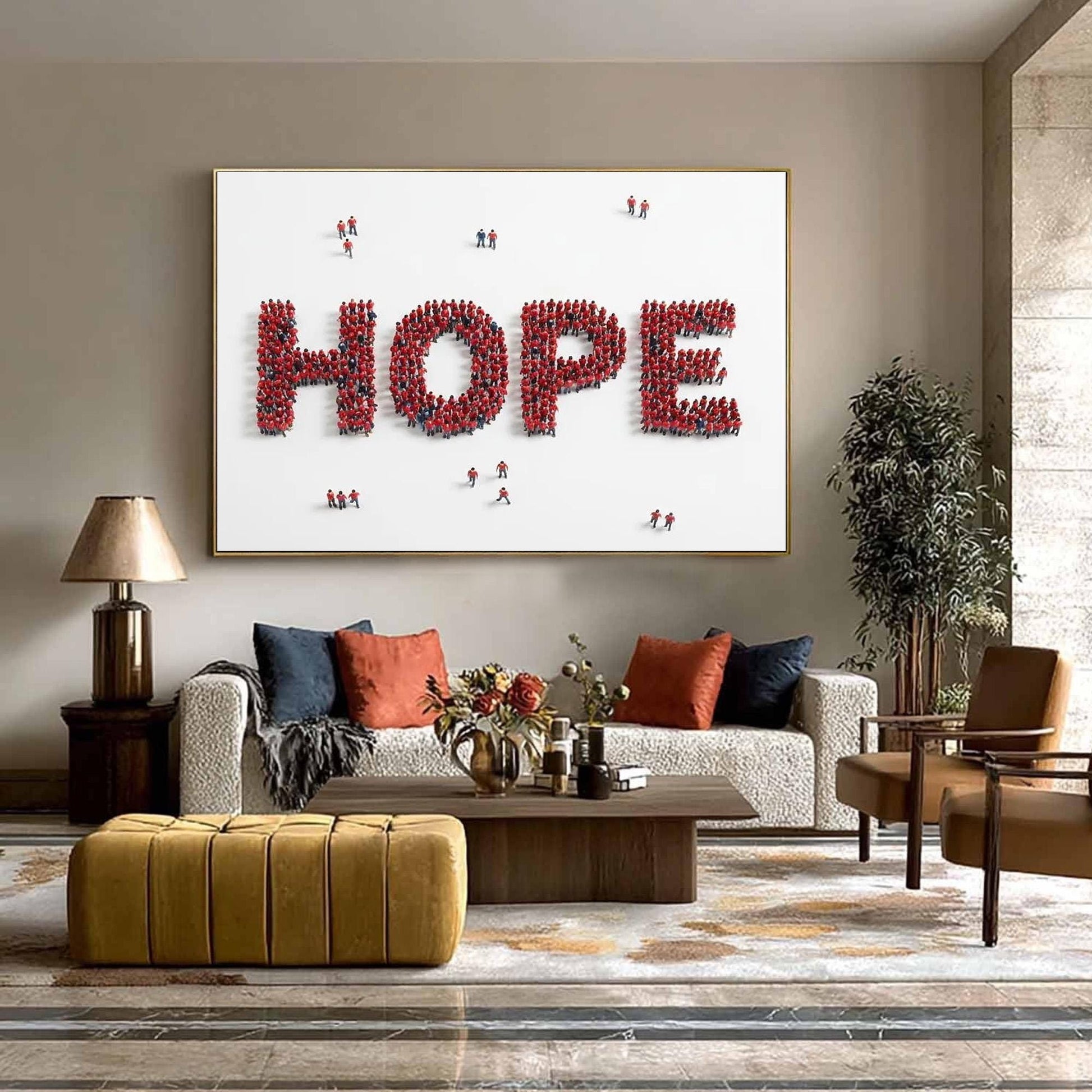 Original – Red and White Abstract Minimalist Wall Art | Oil Painting, view 2