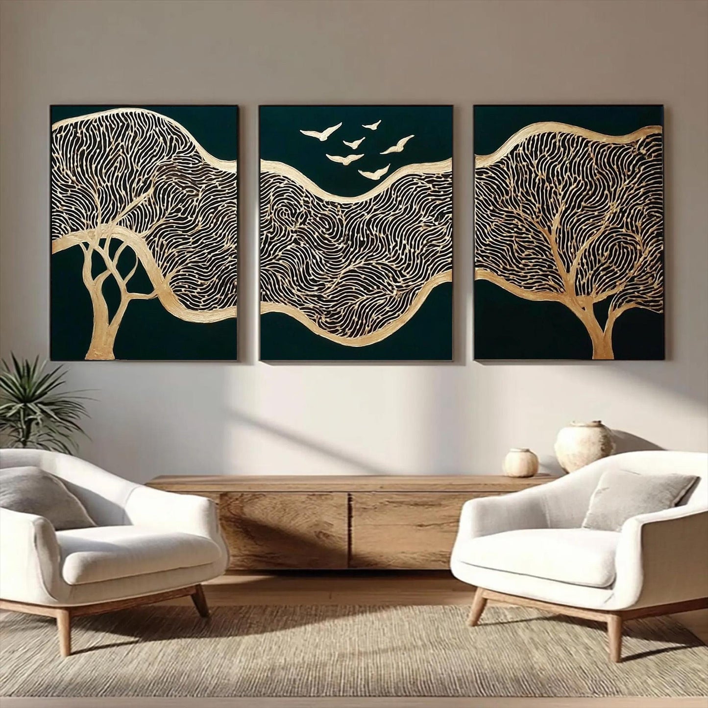 Original – Emerald and Green Bird Animal Wall Art | Abstract Oil Painting, view 1