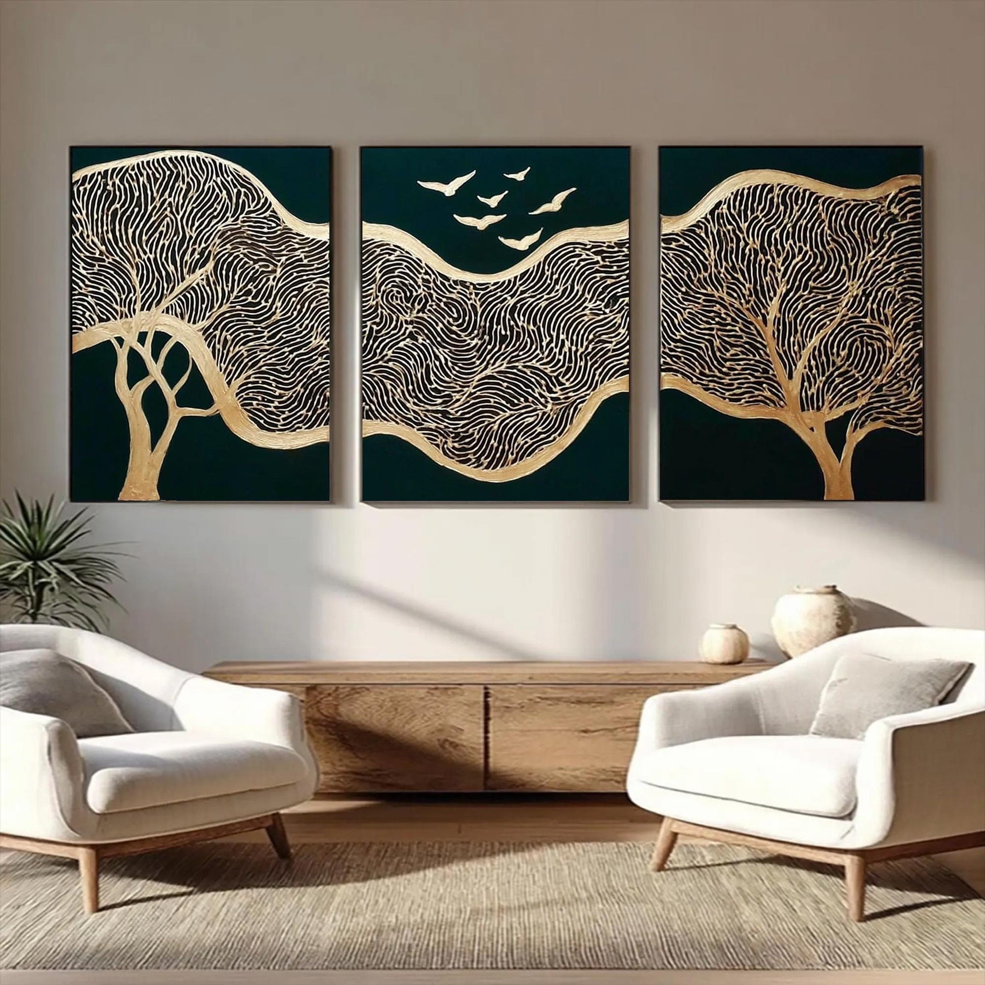 Original – Emerald and Green Bird Animal Wall Art | Abstract Oil Painting, view 1