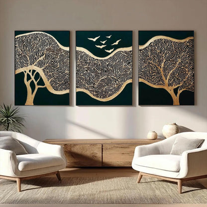 Original – Emerald and Green Bird Animal Wall Art | Abstract Oil Painting, view 1