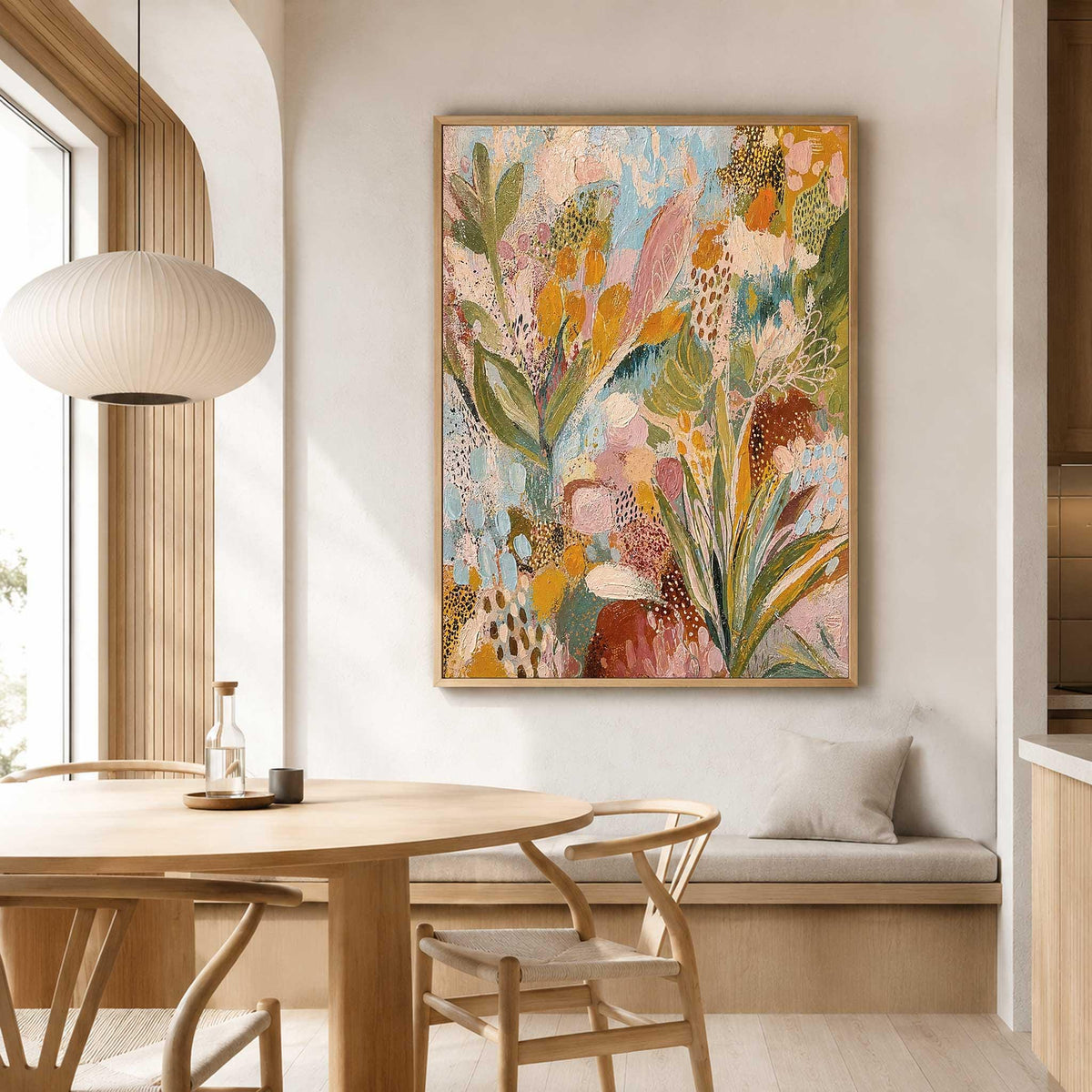 Flower Wall Art Colorful Botanical Textured Canvas Painting Pastel Floral for Bedroom Wall Decor
