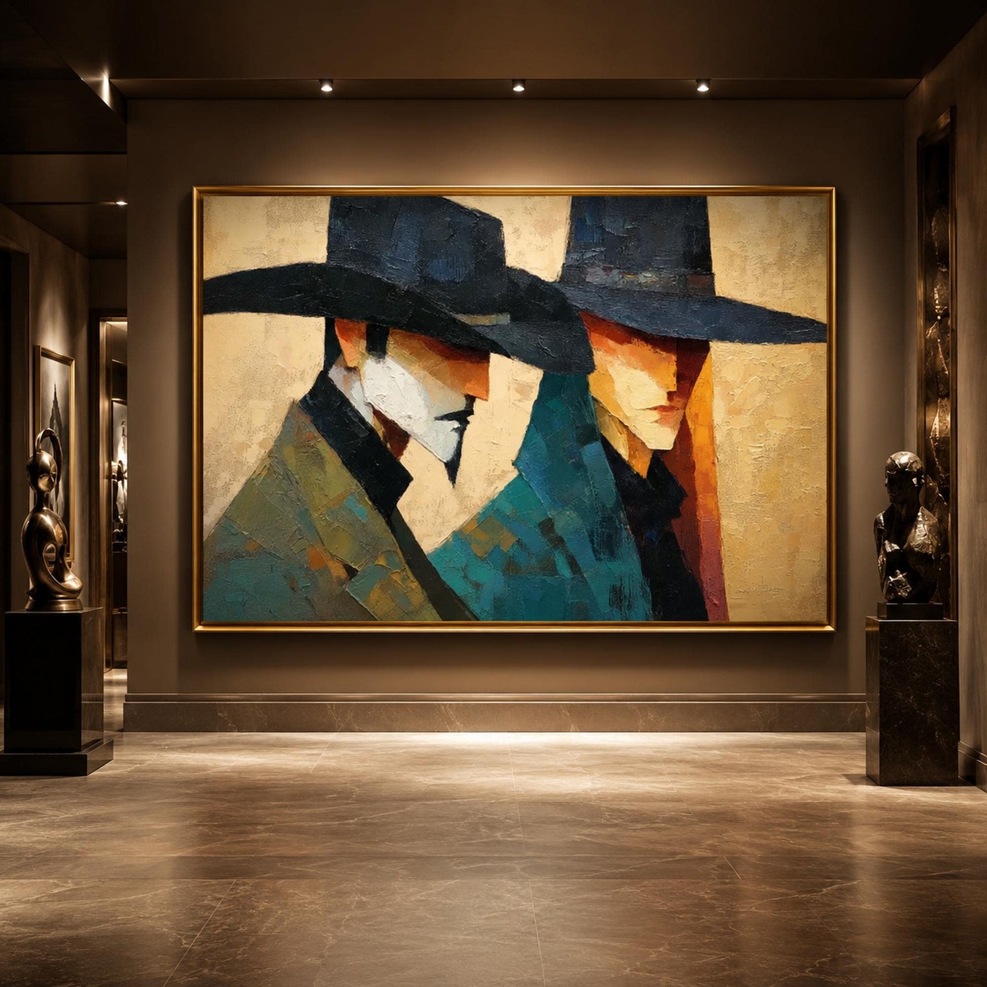 Mystery Men Portrait – Figurative Figure Portrait Wall Art | Abstract Oil Painting, view 4