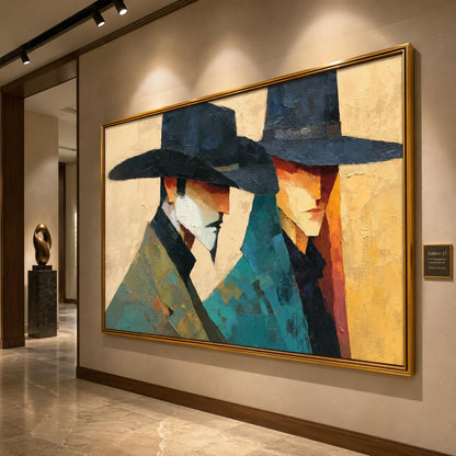 Mystery Men Portrait – Figurative Figure Portrait Wall Art | Abstract Oil Painting, view 2
