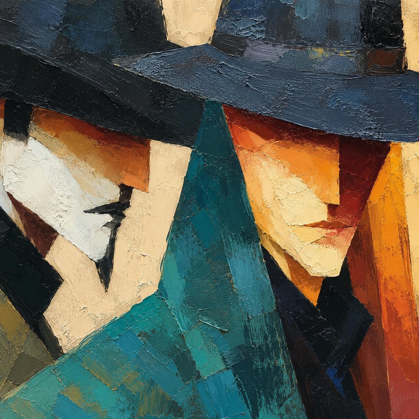Mystery Men Portrait – Figurative Figure Portrait Wall Art | Abstract Oil Painting, view 5