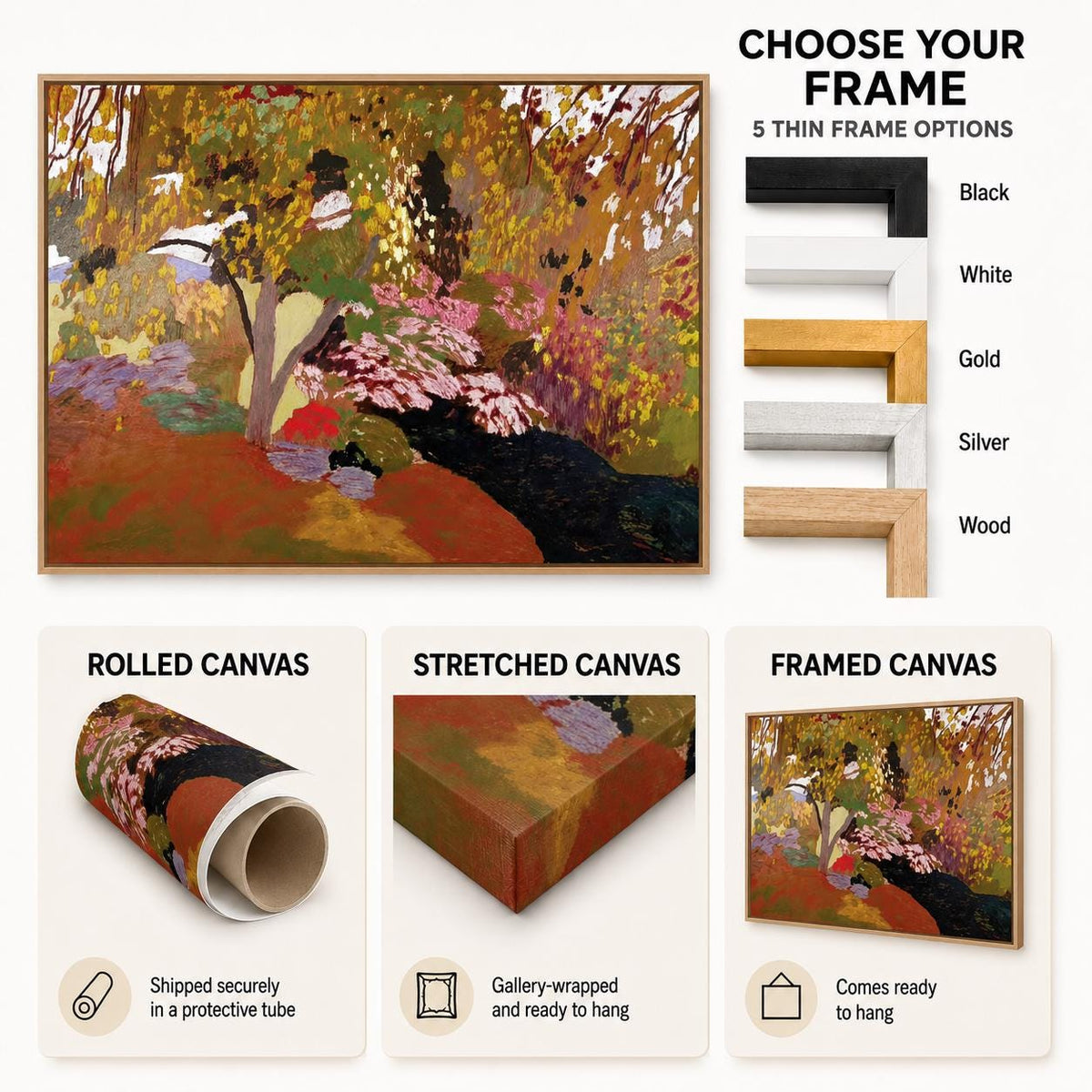 Forest Landscape Wall Art Colorful Impressionist Nature Canvas Painting for Modern Living Room Decor