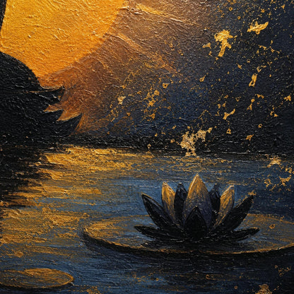 Gold Lotus Floral Wall Art – Buddha Painting Lotus Meditation Canvas