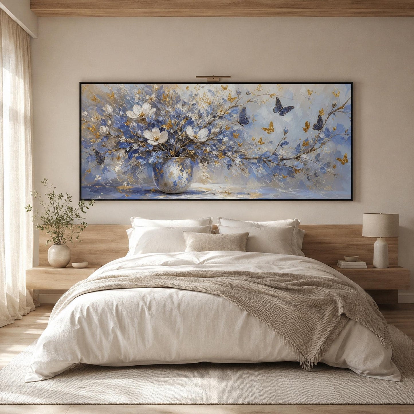 Blue and Gold Floral Wall Art