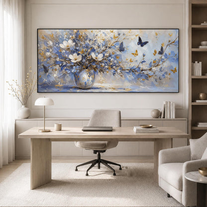 Blue and Gold Floral Wall Art