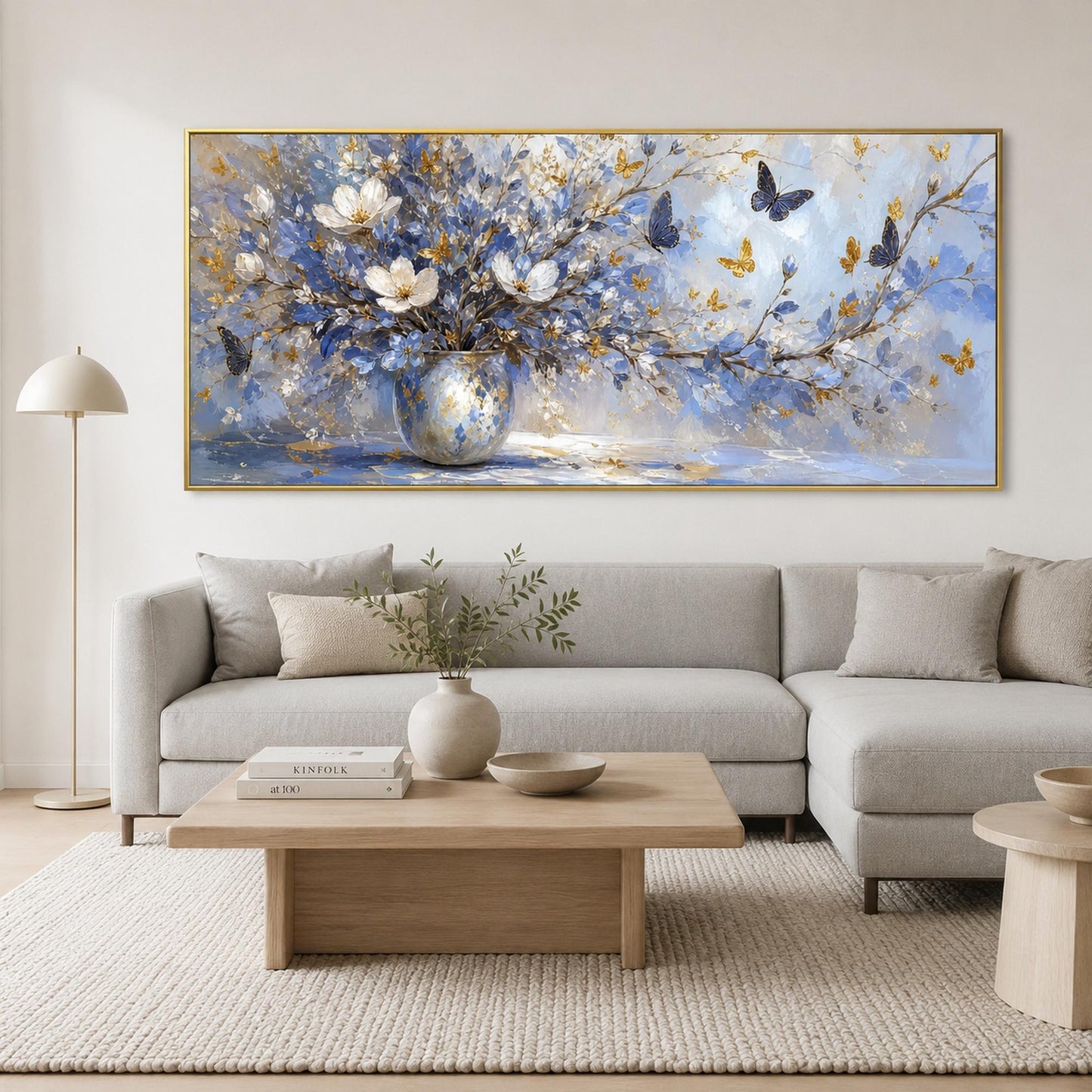 Blue and Gold Floral Wall Art