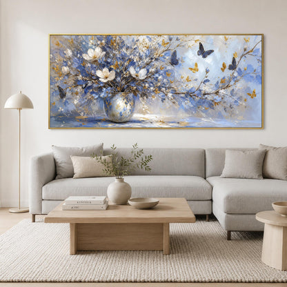 Blue and Gold Floral Wall Art