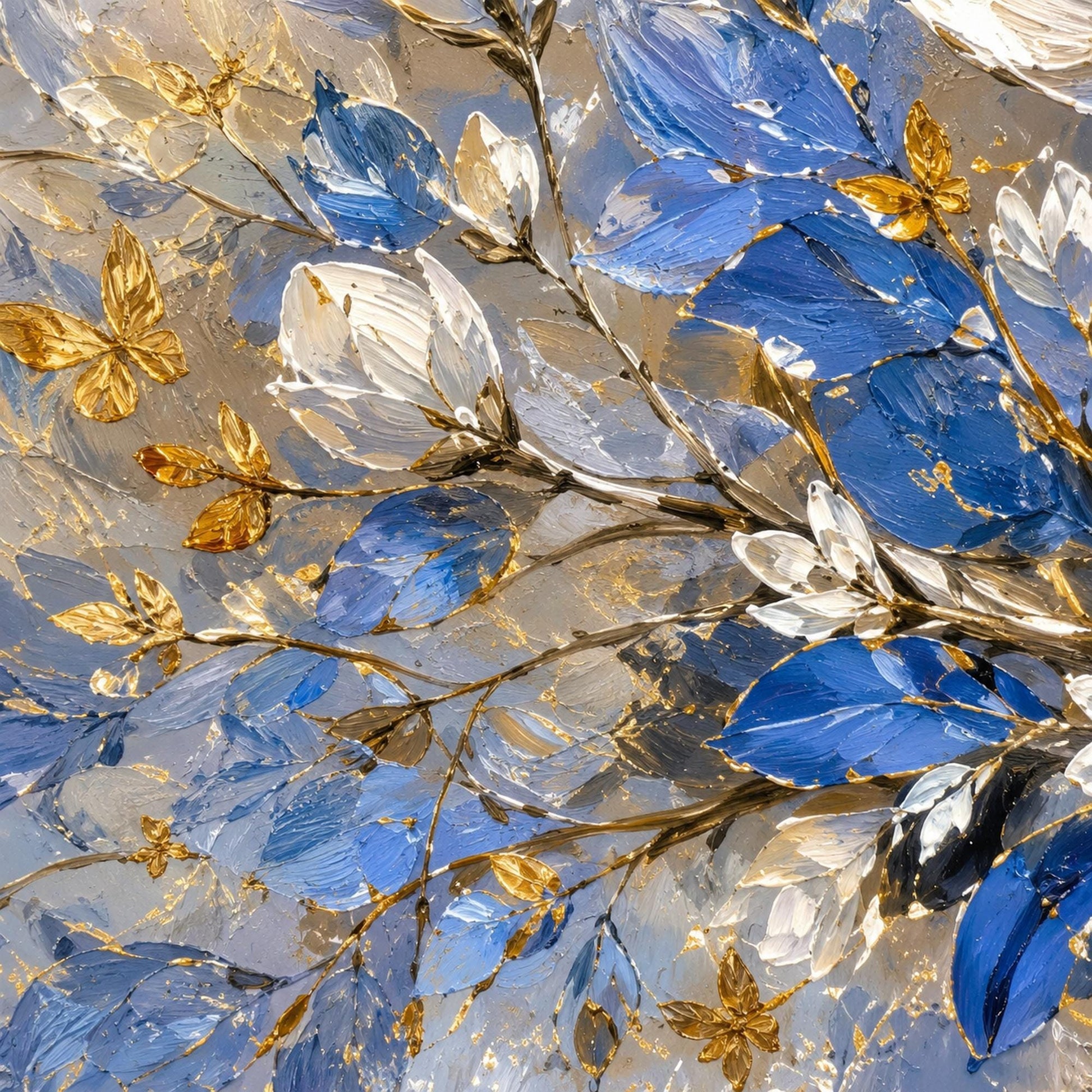 Blue Flower Vase Painting Butterfly Art – Blue and Gold Floral Vase Wall Art | Hand-Painted Painting, view 5