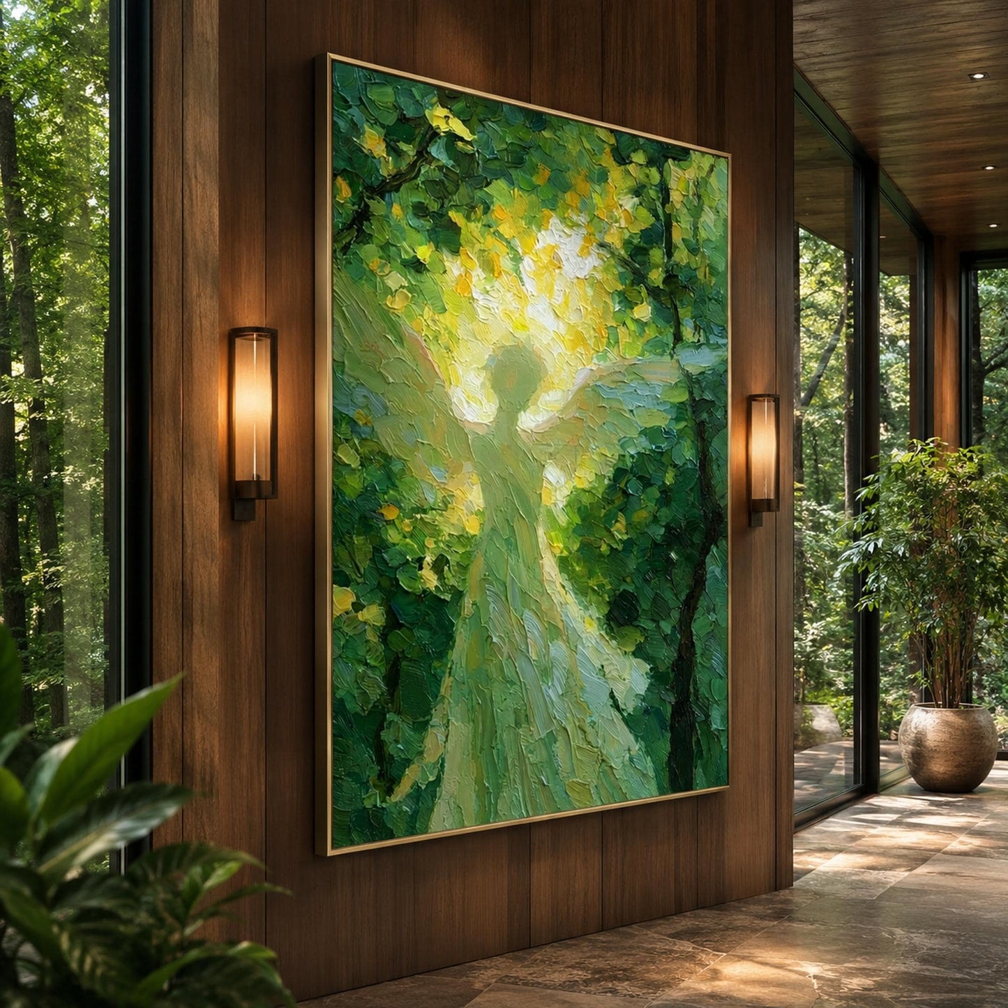 Forest Angel – Green Forest Tree Wall Art | Oil Painting, view 3