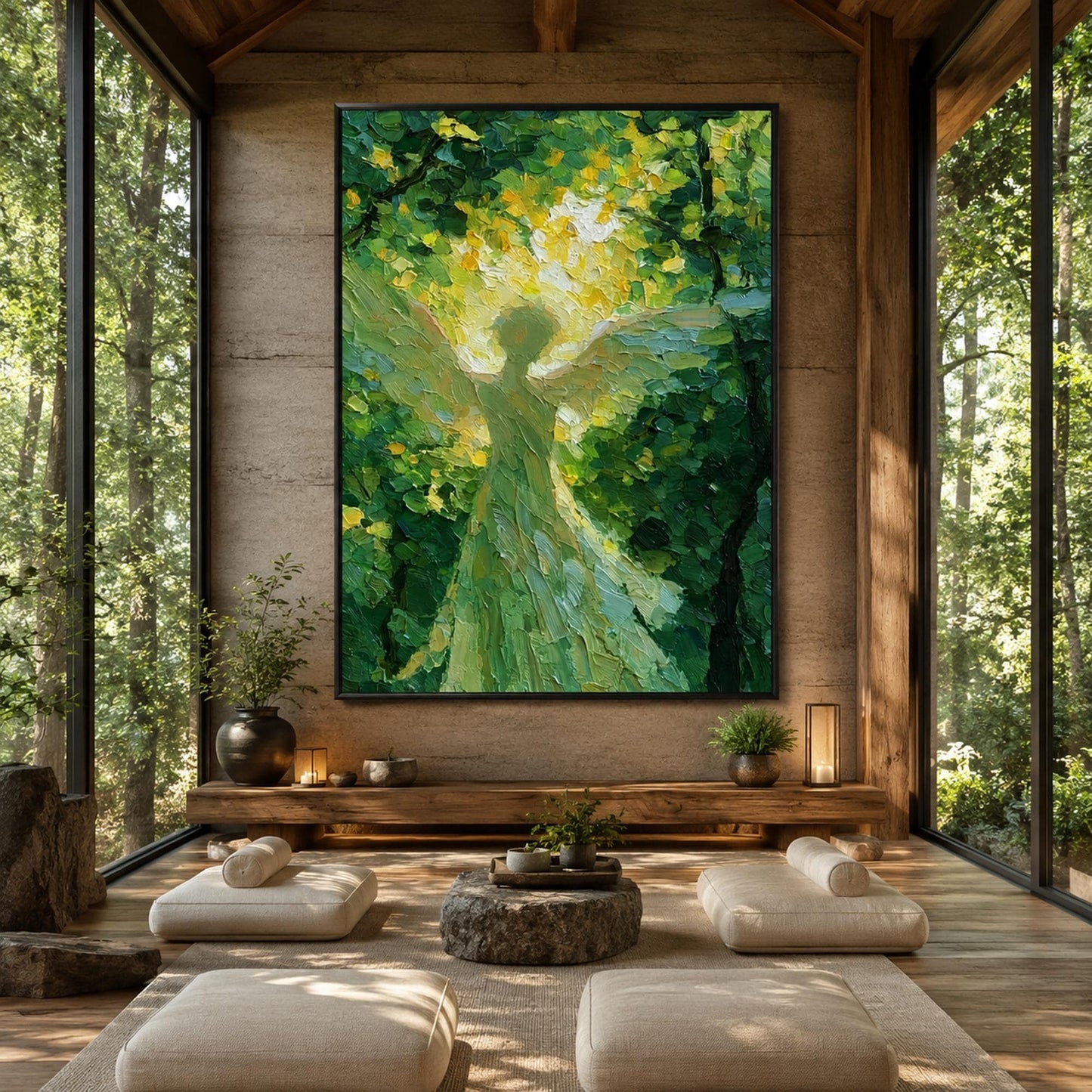 Green Impressionist Forest Tree Wall Art – Forest Angel