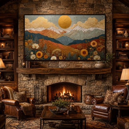 Gold and White Boho Wildflower Floral Wall Art – Golden Sun Mountain
