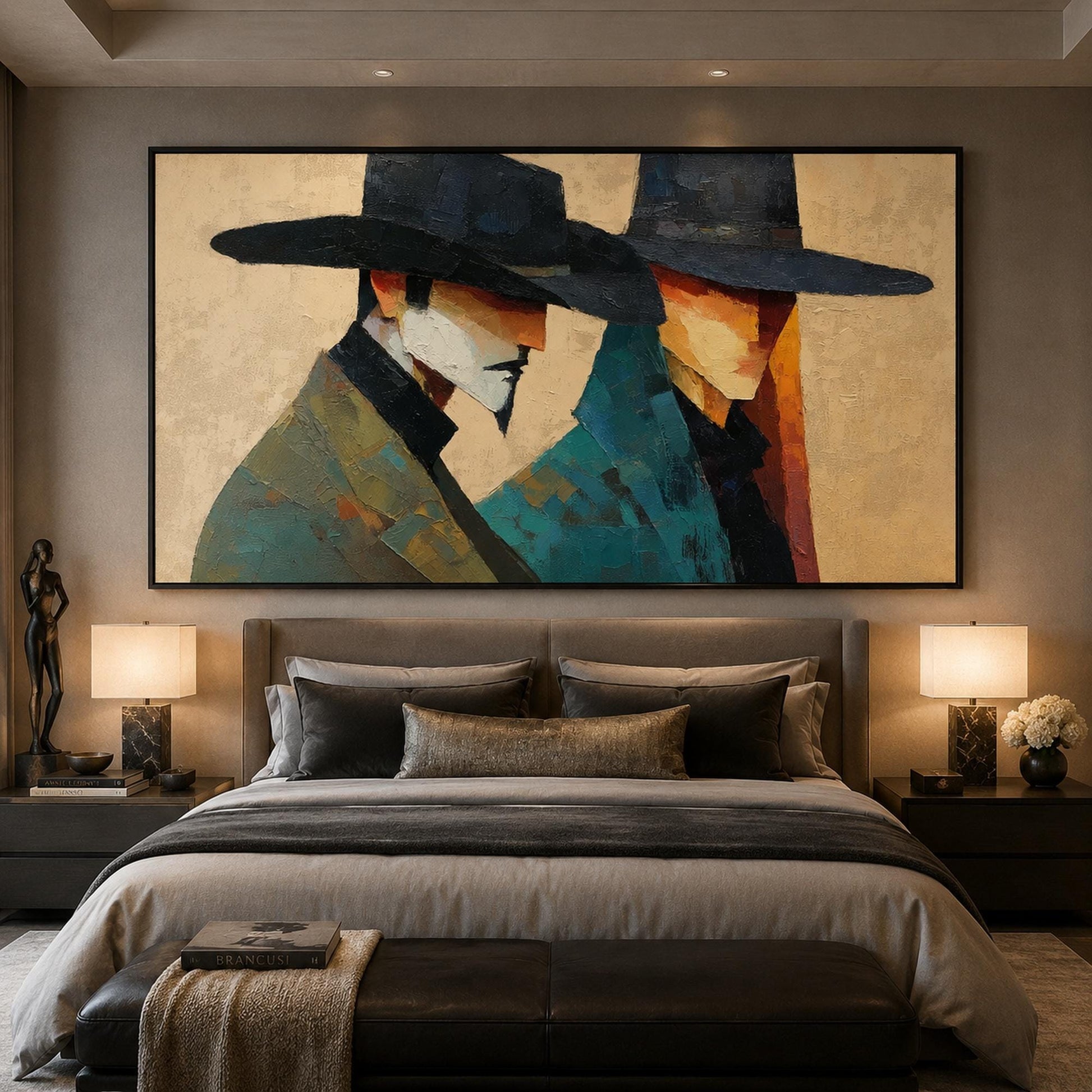 Mystery Men Portrait – Figurative Figure Portrait Wall Art | Abstract Oil Painting, view 3