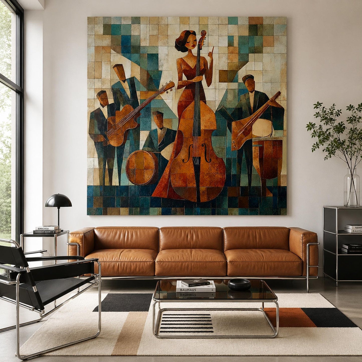 Cubist Jazz Band Geometric Wall Art – Jazz Band Painting