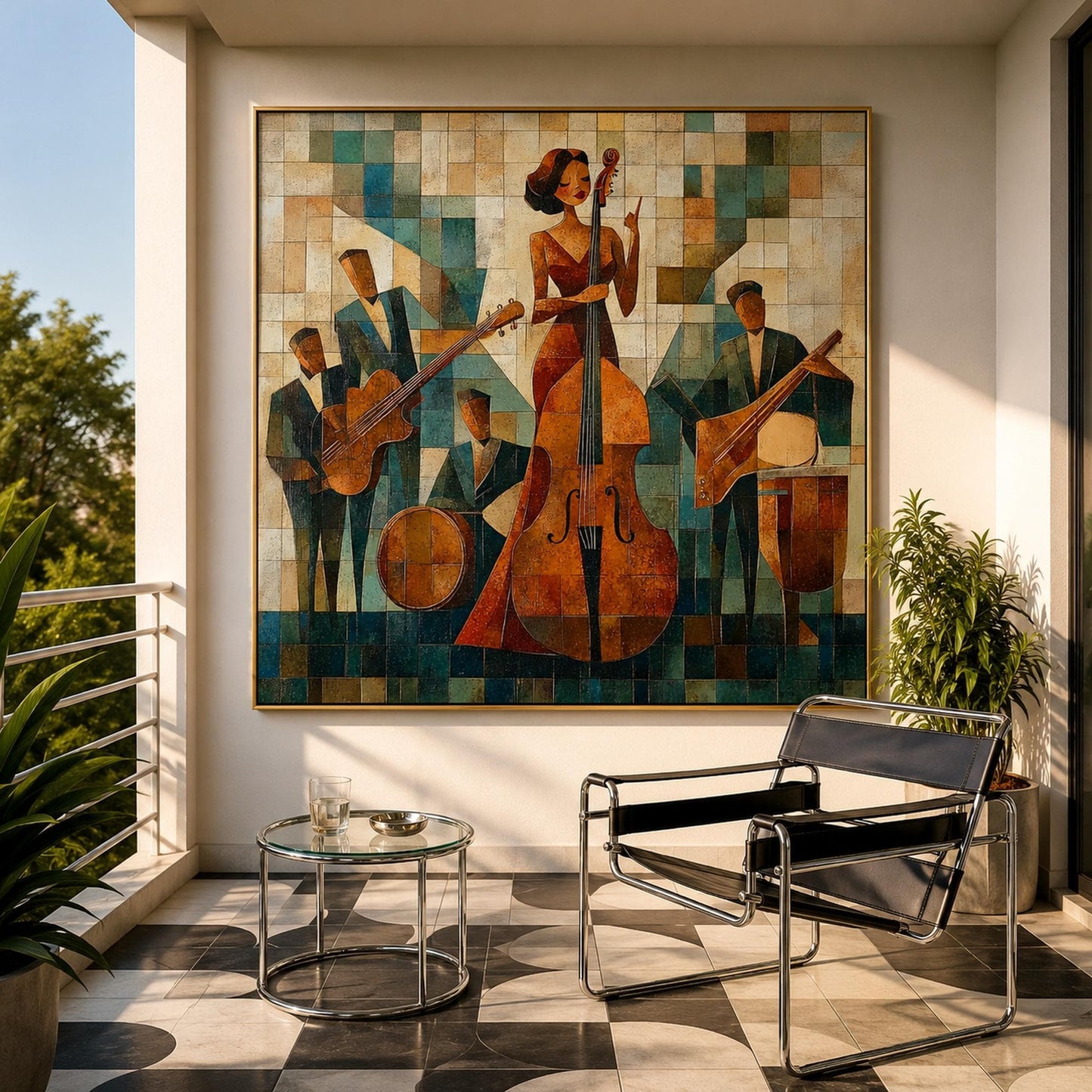 Cubist Jazz Band Geometric Wall Art – Jazz Band Painting