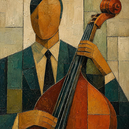Jazz Singer Painting – Olive and Gold Geometric Wall Art | Painting, view 5