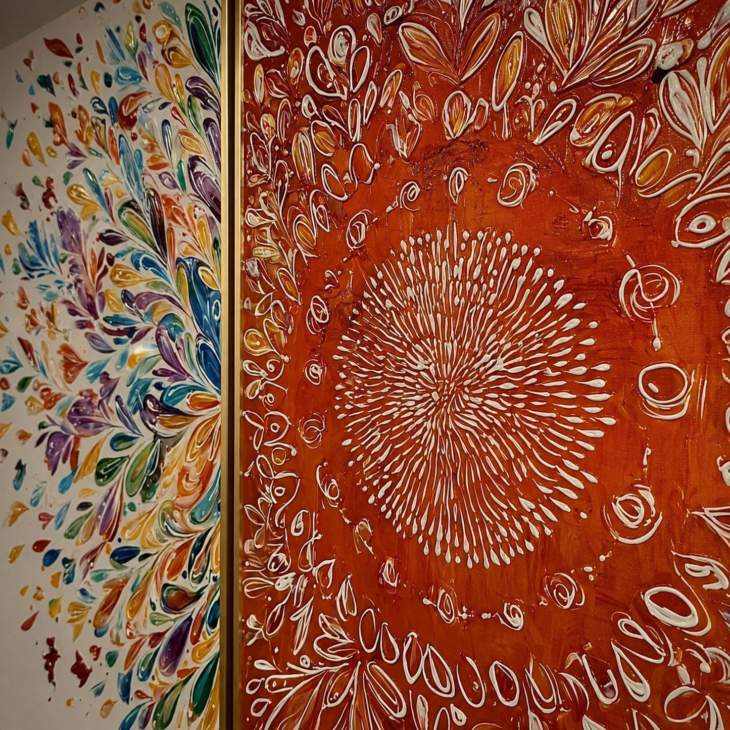 Boho Floral Wall Art – Vibrant Mandala Triptych Canvas Art
