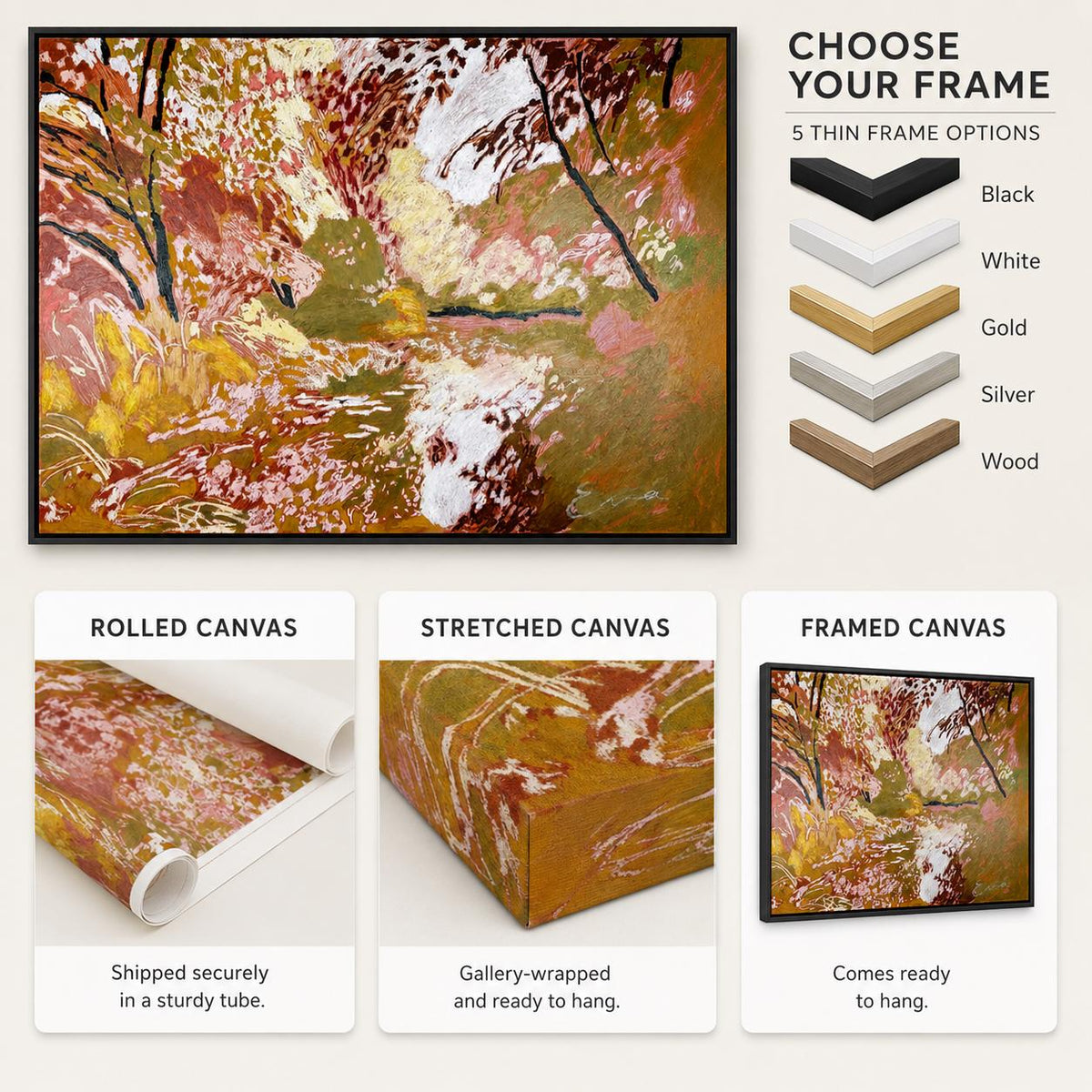 Abstract Landscape Wall Art Pink Botanical Canvas Painting for Modern Bedroom Decor
