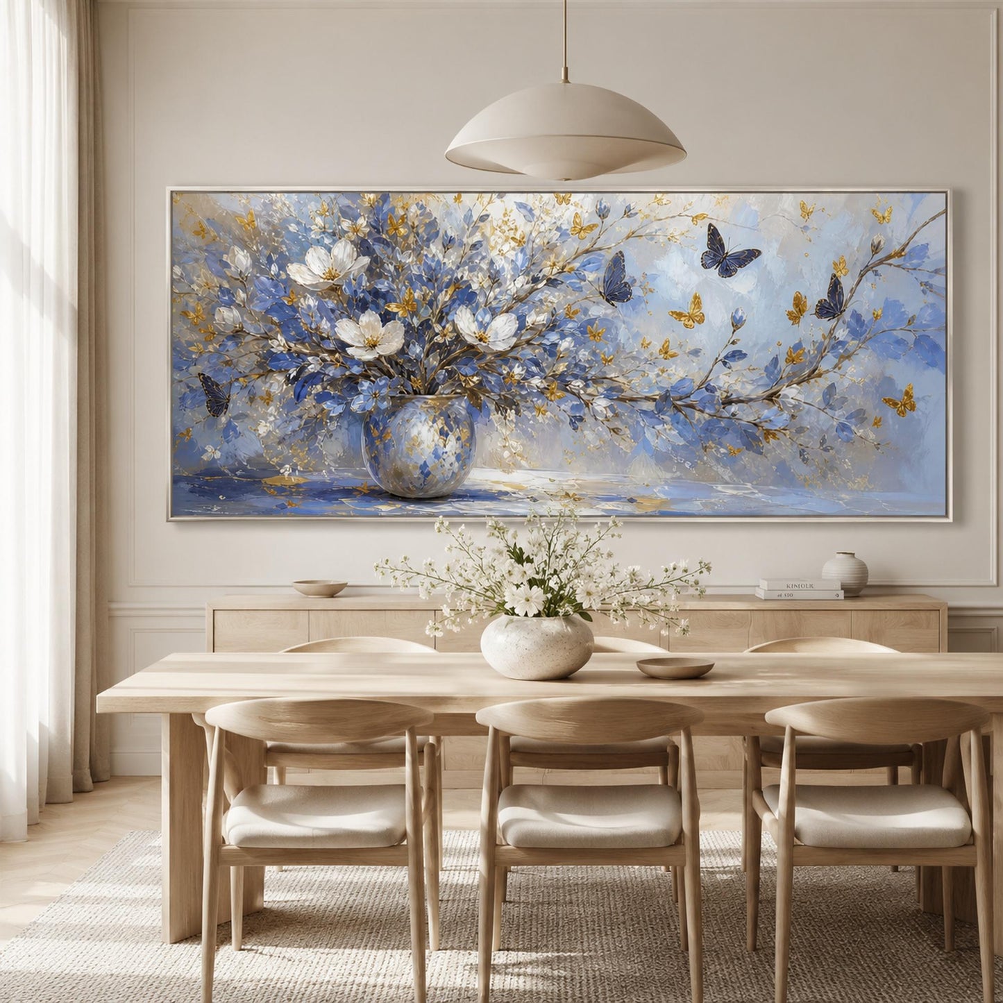 Blue and Gold Floral Wall Art