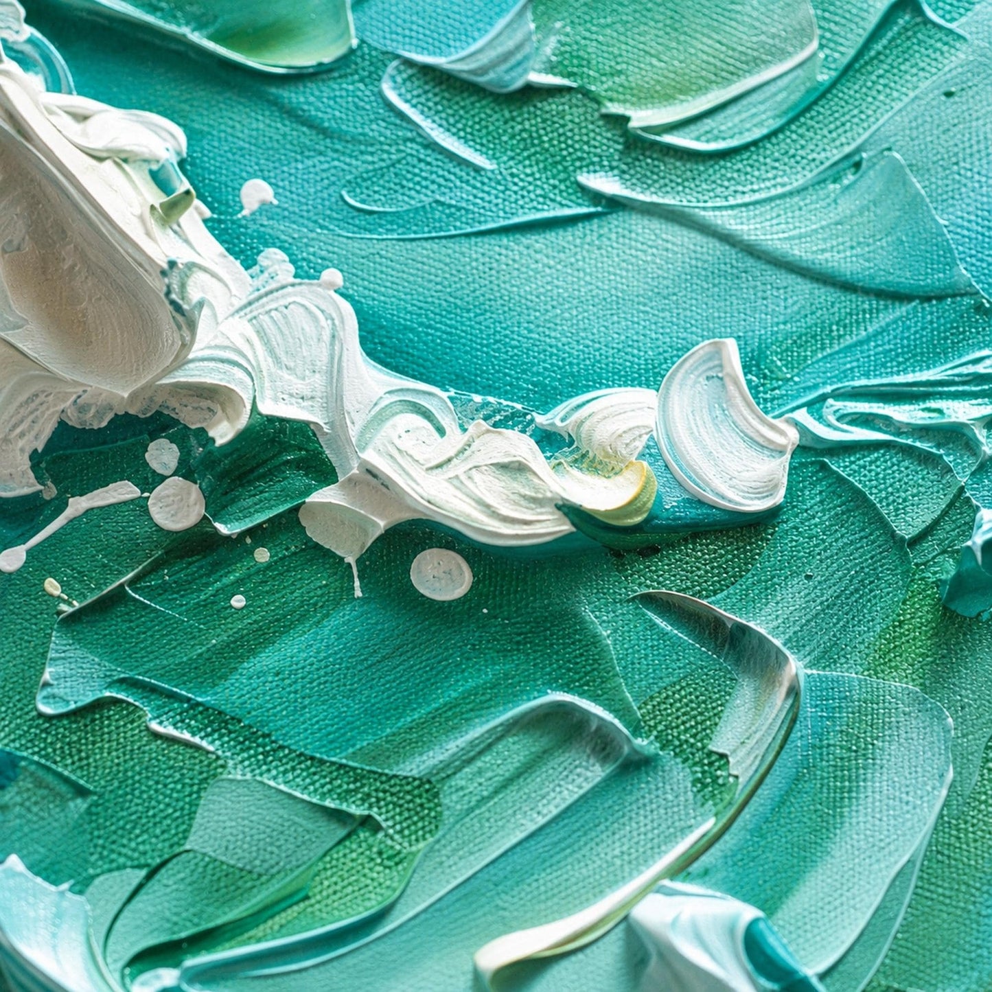Turquoise and Green Impressionist Impasto Ocean Wave Seascape Wall Art – Children