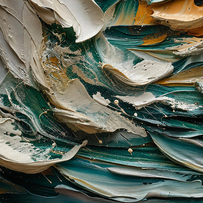 Emerald and Teal Impasto Ocean Wall Art – Divine Walk Canvas Teal