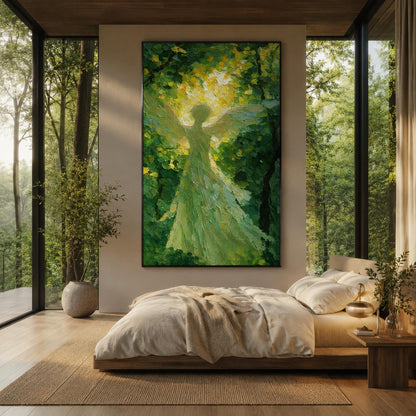 Forest Angel – Green Forest Tree Wall Art | Oil Painting, view 2