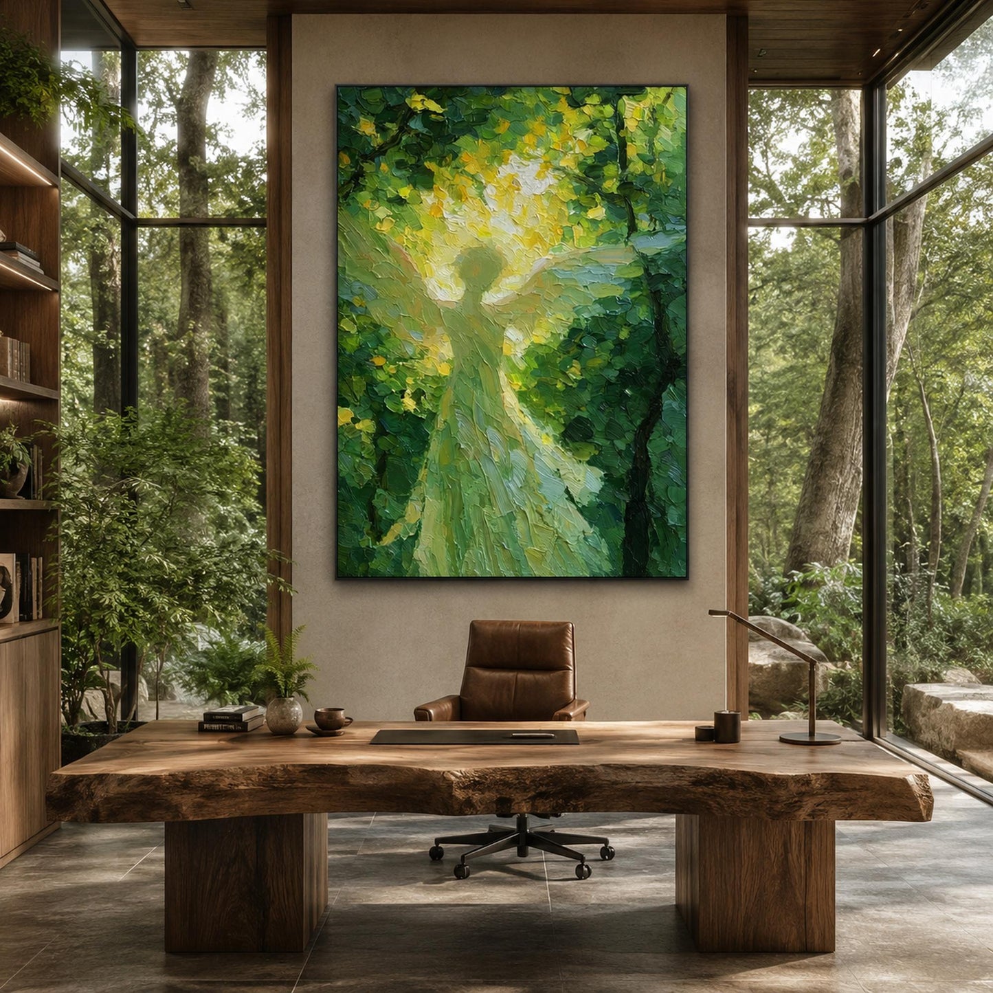 Green Impressionist Forest Tree Wall Art – Forest Angel