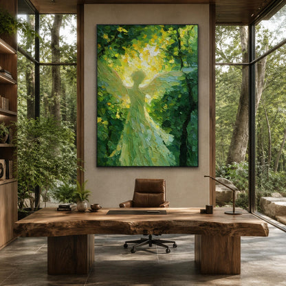 Green Impressionist Forest Tree Wall Art – Forest Angel