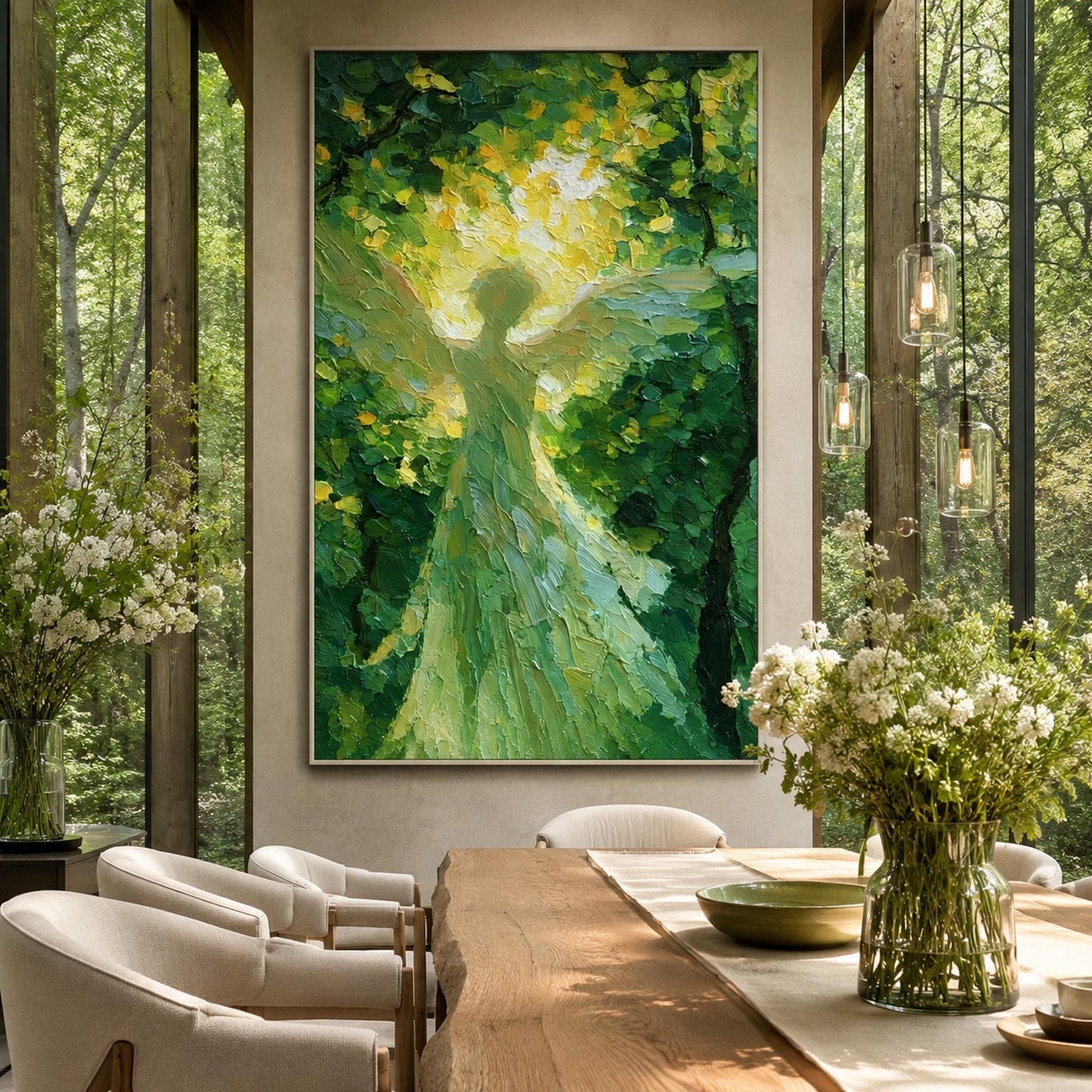 Green Impressionist Forest Tree Wall Art – Forest Angel
