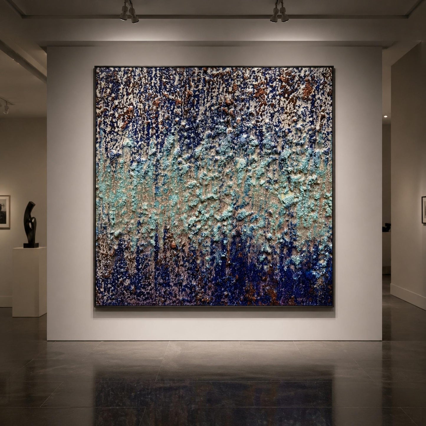 Blue Green – Navy and Sage Neutral Abstract Wabi-Sabi Wall Art | Textured Painting, view 3