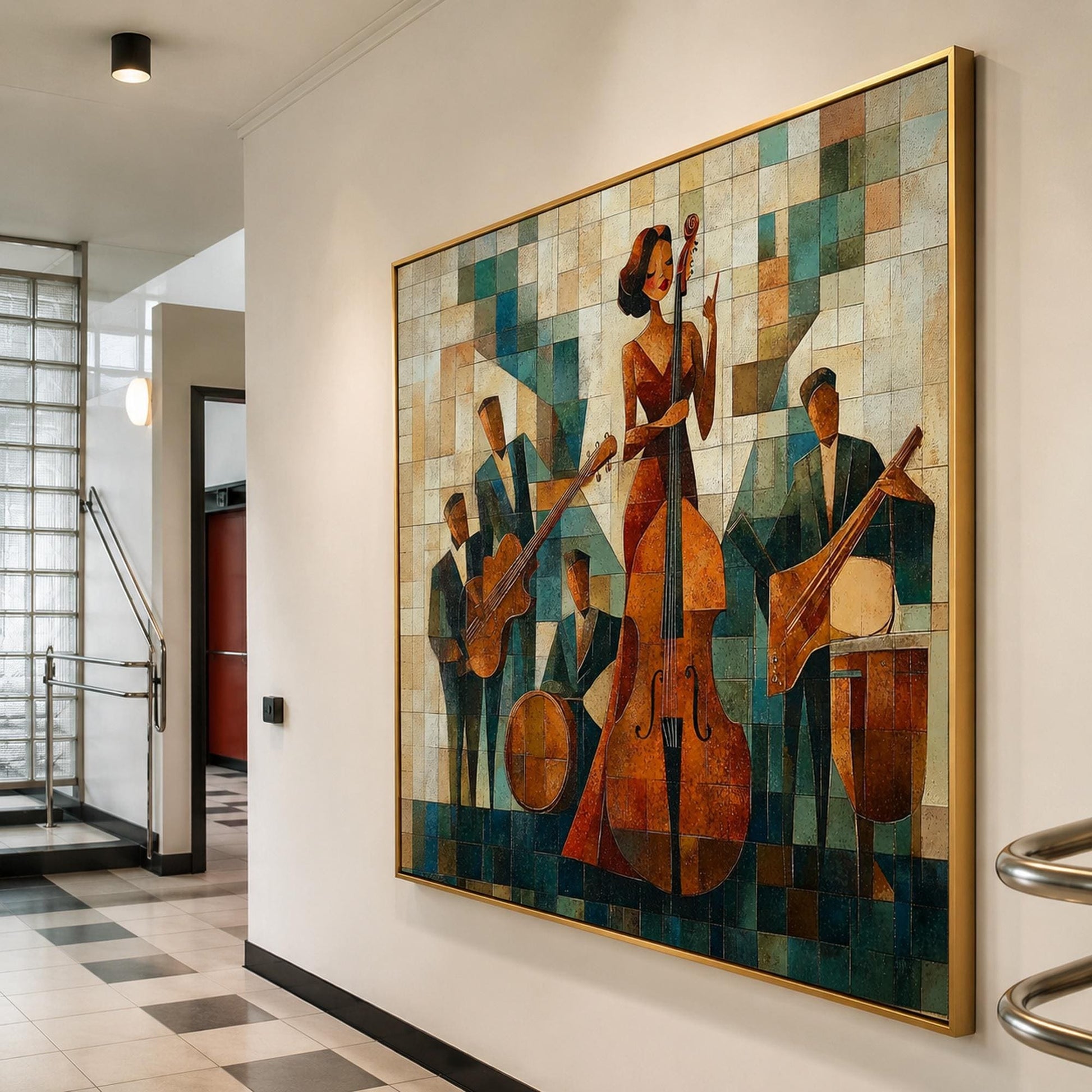 Jazz Band Painting – Geometric Wall Art | Painting, view 2