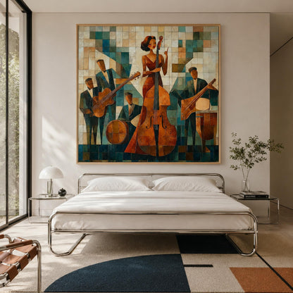 Jazz Band Painting – Geometric Wall Art | Painting, view 3