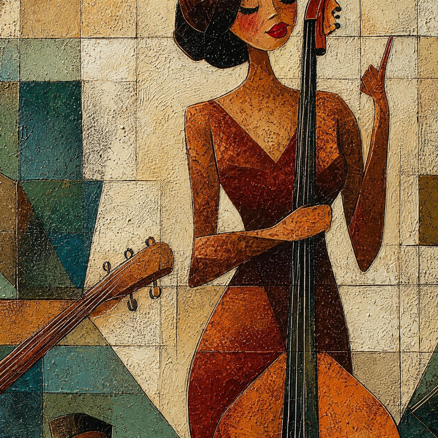 Jazz Band Painting – Geometric Wall Art | Painting, view 4
