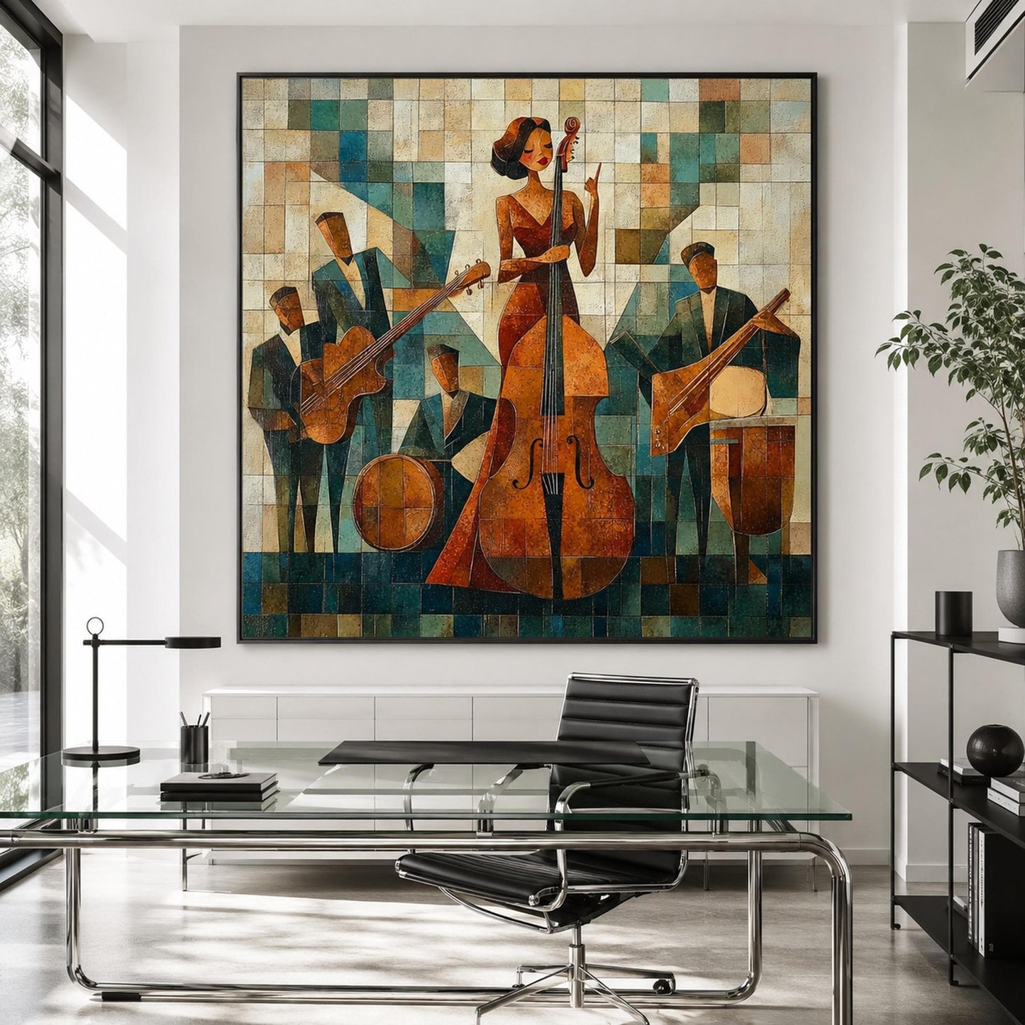 Jazz Band Painting – Geometric Wall Art | Painting, view 1