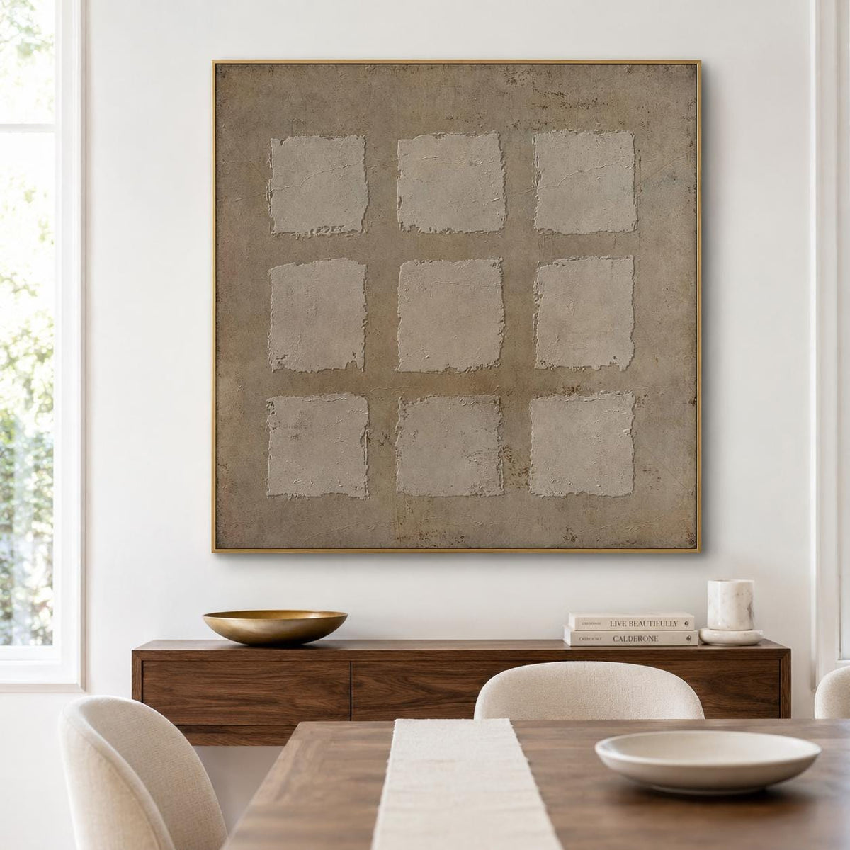 Wabi Sabi Wall Art Brown Textured Abstract Canvas Painting for Modern Living Room Decor
