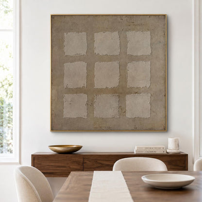 Wabi Sabi Wall Art Brown Textured Abstract Canvas Painting for Modern Living Room Decor