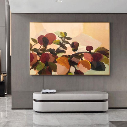 Impressionist Flowers Oil Painting on Canvas, Large Abstract Floral Painting for Living Room