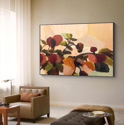 Impressionist Flowers Oil Painting on Canvas, Large Abstract Floral Painting for Living Room