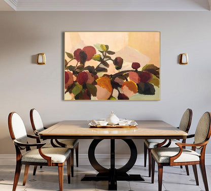 Impressionist Flowers Oil Painting on Canvas, Large Abstract Floral Painting for Living Room