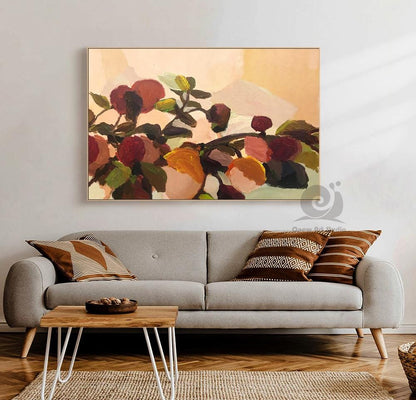 Impressionist Flowers Oil Painting on Canvas, Large Abstract Floral Painting for Living Room