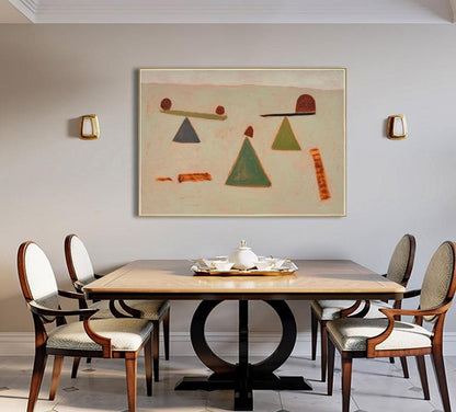 Large Abstract Canvas Wall Art, Modern Hand-painted Geometric Oil Painting on Canvas, Minimalist Wall Art for Living Room, Home Décor