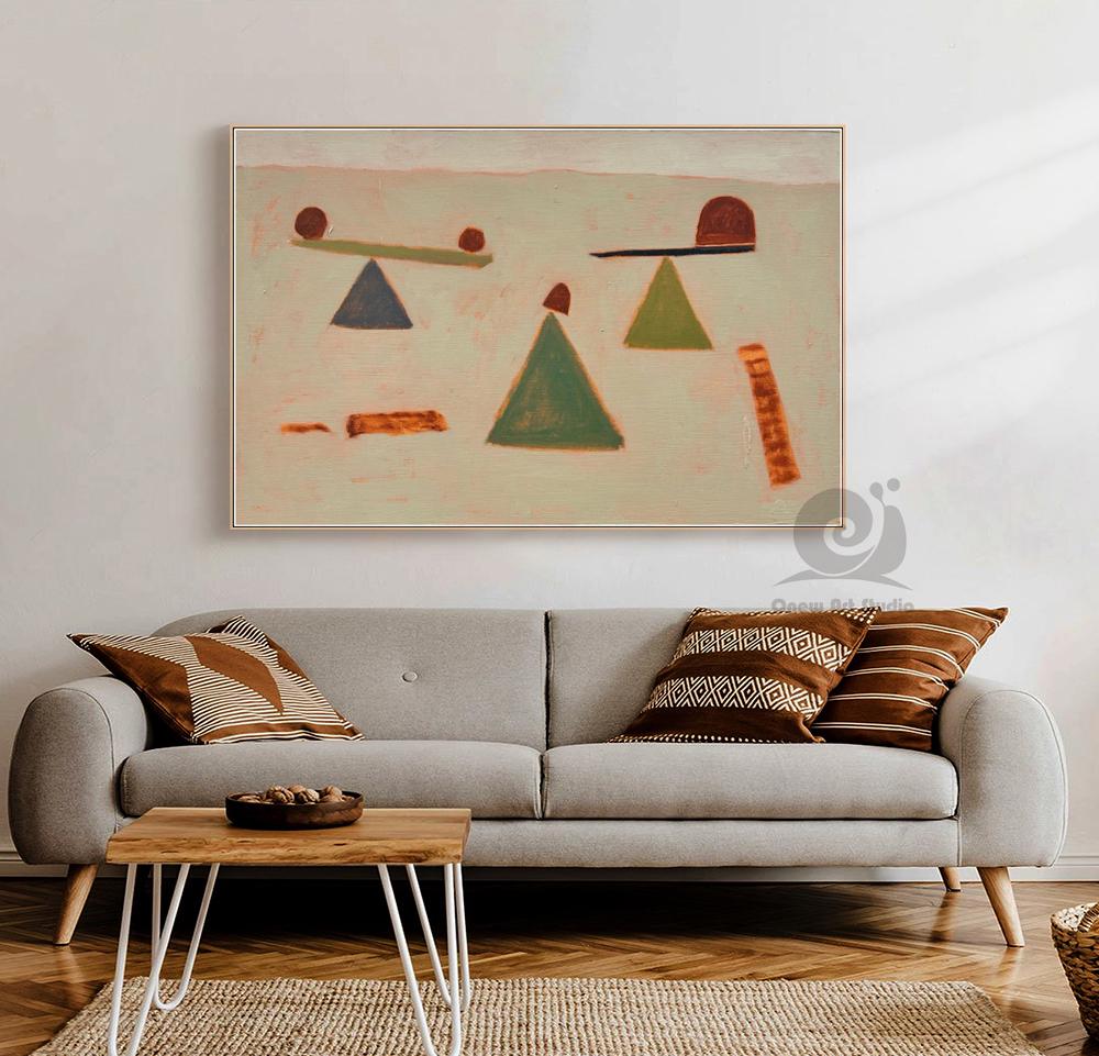 Large Abstract Canvas Wall Art, Modern Hand-painted Geometric Oil Painting on Canvas, Minimalist Wall Art for Living Room, Home Décor